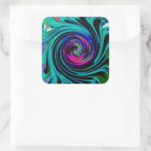 ドラマチックなブラックとターコイズ抽象芸術レトロTwirl スクエアシール (バッグ)