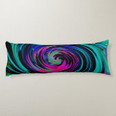 ドラマチックなブラックとターコイズ抽象芸術レトロTwirl ボディピロー (裏面)