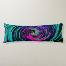 ドラマチックなブラックとターコイズ抽象芸術レトロTwirl ボディピロー
