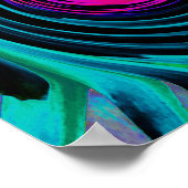 ドラマチックなブラックとターコイズ抽象芸術レトロTwirl ポスター (角)