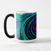 ドラマチックなブラックとターコイズ抽象芸術レトロTwirl モーフィングマグカップ (左)