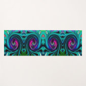 ドラマチックなブラックとターコイズ抽象芸術レトロTwirl ヨガマット (正面(横))