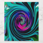 ドラマチックなブラックとターコイズ抽象芸術レトロTwirl ワインラベル (シングルラベル)