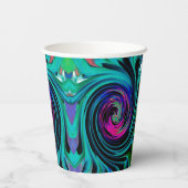 ドラマチックなブラックとターコイズ抽象芸術レトロTwirl 紙コップ (裏面)
