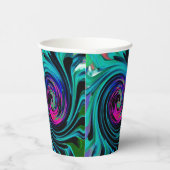 ドラマチックなブラックとターコイズ抽象芸術レトロTwirl 紙コップ (右)
