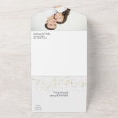 ドラマチックなブルーローズブーケ結婚写真 オールインワン招待状 (外側)