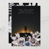 ドラマチックなボヘミアン乾燥した水の色ミュートフローラ セーブザデート (正面/裏面)