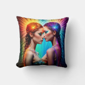 ドラマチックなポートレートと鮮やかな双子の照明 クッション (正面)