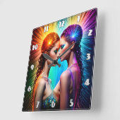 ドラマチックなポートレートと鮮やかな双子の照明 スクエア壁時計 (傾斜)