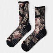 ドラマチックな埃っぽいバラ&ブラックトイレクルソックス – フィット ソックス (左)