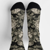 ドラマチックな埃っぽい緑と黒のトイレクルーソックス ソックス (上部)