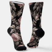 ドラマチックな埃の多いバラと黒いトイレクルーソックス ソックス (傾斜あり)