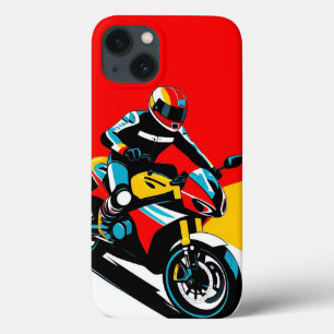 🌄 ドラマチックな夕焼けとクラシックバイクのライダー iPhone 13ケース
