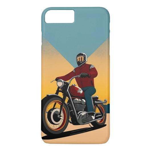 🌇ドラマチックな夕焼けの空へと走り出すレトロバイク Case-Mate iPhoneケース (裏面)
