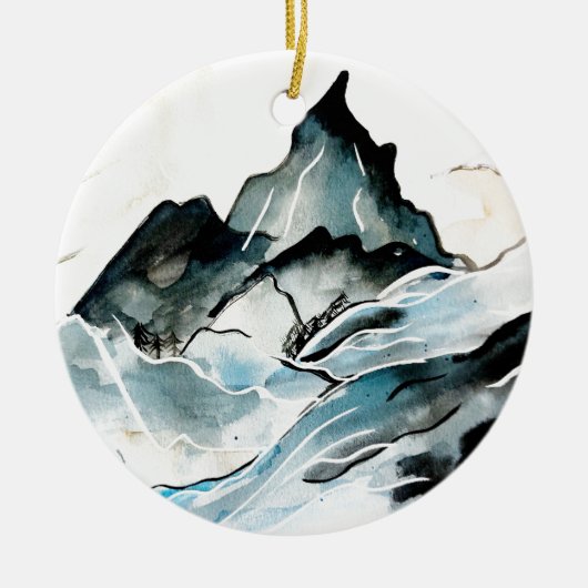 ドラマチックな山のオーナメント セラミックオーナメント (正面)