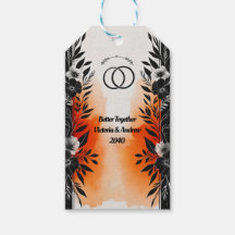 ドラマチックな水色ブラックオレンジ結婚フローラ