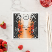 ドラマチックな水色ブラックオレンジ結婚フローラ スタンダードカクテルナプキン (インサイチュ)