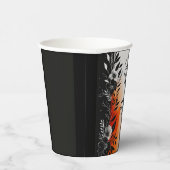 ドラマチックな水色ブラックオレンジ結婚フローラ 紙コップ (右)