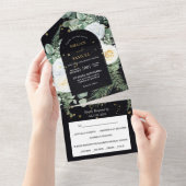 ドラマチックな白いローズブーケ結婚写真 オールインワン招待状 (貼ってはがせる)