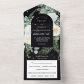 ドラマチックな白いローズブーケ結婚写真 オールインワン招待状 (内側)