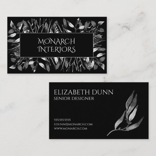 ドラマチックな白黒の離れデザイナー 名刺 (正面/裏面)