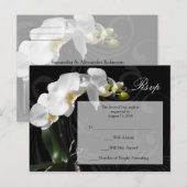 ドラマチックな白黒オーキッドRSVPポストカード インビテーションポストカード (正面/裏面)
