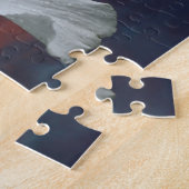 ドラマチックな空に白いハイビスカスの花 ジグソーパズル (側面)