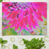 ドラマチックな紅色とピンクのダリアの花 キッチンタオル (折り畳み)