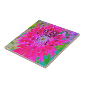 ドラマチックな紅色とピンクのダリアの花 タイル (側面)