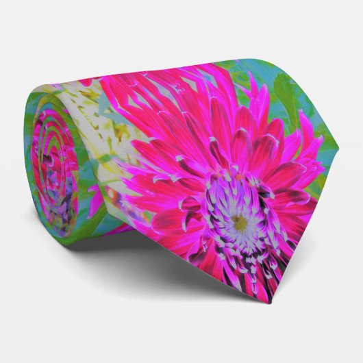 ドラマチックな紅色とピンクのダリアの花 ネクタイ (ロール)