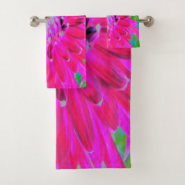 ドラマチックな紅色とピンクのダリアの花 バスタオルセット
