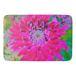 ドラマチックな紅色とピンクのダリアの花 バスマット