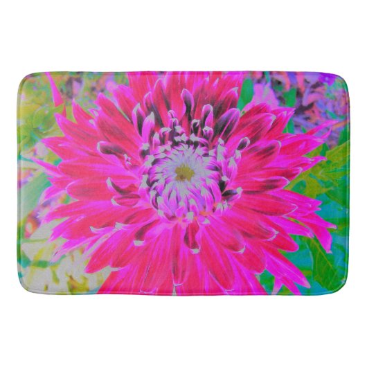 ドラマチックな紅色とピンクのダリアの花 バスマット (正面)