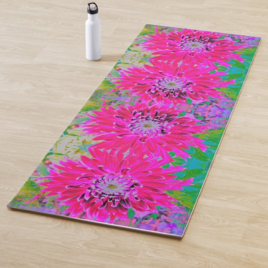 ドラマチックな紅色とピンクのダリアの花 ヨガマット (インサイチュ)
