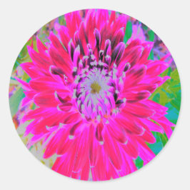 ドラマチックな紅色とピンクのダリアの花 ラウンドシール