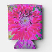 ドラマチックな紅色とピンクのダリアの花 缶クーラー (裏面)