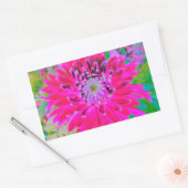 ドラマチックな紅色とピンクのダリアの花 長方形シール (封筒)