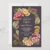 ドラマチックな花のエンゲージメントパーティー招待状 招待状 (正面)