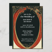 ドラマチックな赤いアールヌーボー結婚式招待状 招待状 (正面/裏面)