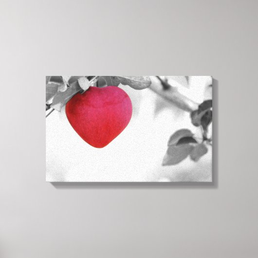 ドラマチックな赤いハートの形をしたリンゴ キャンバスプリント (正面)