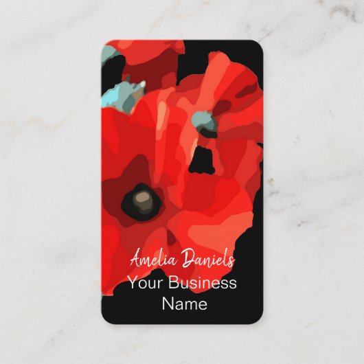 ドラマチックな赤いポピーの名刺 名刺 (正面)