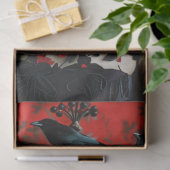 ドラマチックな赤い黒のフローラバードケージハットデコップ 薄葉紙 (ギフト)