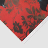 ドラマチックな赤い黒のフローラバードケージハットデコップ 薄葉紙 (詳細)