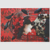 ドラマチックな赤い黒のフローラバードケージハットデコップ 薄葉紙 (正面)