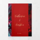 ドラマチックな赤と黒結婚の 三つ折り招待状 (カバー)