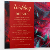 ドラマチックな赤と黒結婚の 三つ折り招待状 (内部最初)