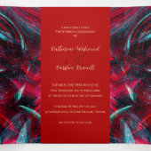 ドラマチックな赤と黒結婚の 三つ折り招待状 (内部中)