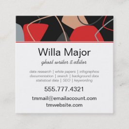 ドラマチックな赤、黒、ベージュ抽象芸術モノグラム スクエア名刺