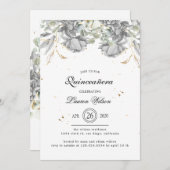 ドラマチックな銀金ゴールドフローラキンセアニェラ 招待状 (正面/裏面)