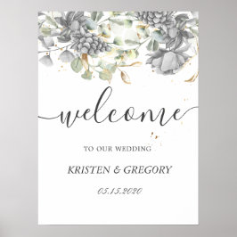 ドラマチックな銀金ゴールド結婚フローラの歓迎 ポスター